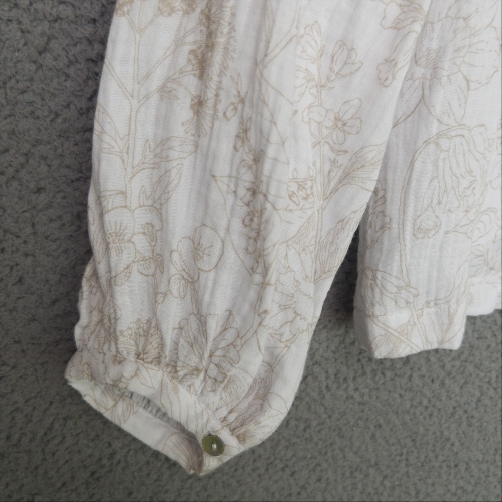 Laura Ashley White and Beige Floral Button-Front Blouse - Picture 14 of 16